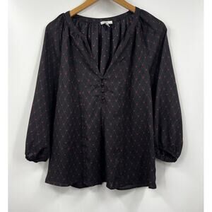 Joie Shirt Womens V-Neck Geometric Pullover Black Long Sleeve‎ Size Medium